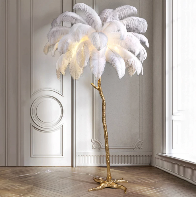 Dramatic Romantic Feathered Lamp